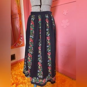 Vintage Herman Geist Floral Corduroy Midi Skirt